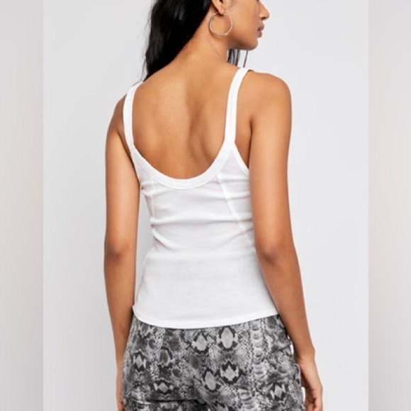New Free People Alia Ribbed Tank Top Cami Optic White Essentials Layering - Picture 2 of 5